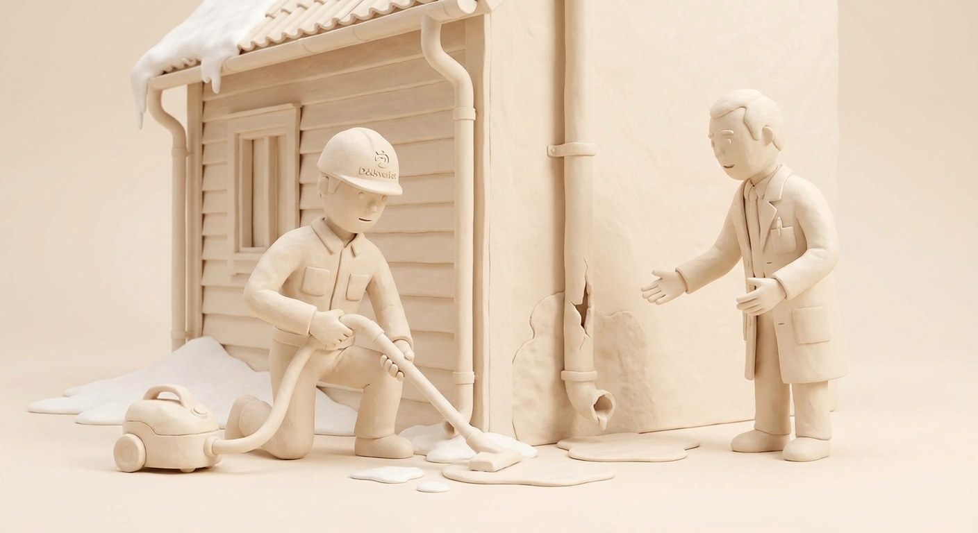 vattenskada efter snösmältning sanering illustration 3